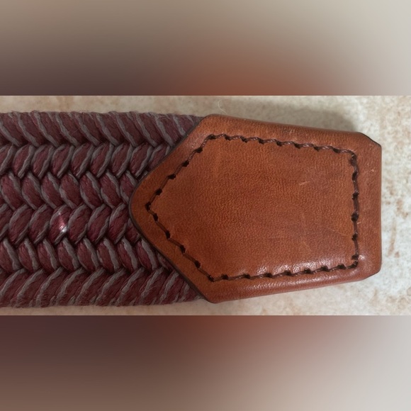 NWT J. McLaughlin Ferryman Men’s 100% Cotton Gray/Burgandy Herringbone Belt; 38 - Picture 4 of 6